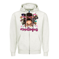 Oatmeal Heather Small business messy bun Zipper Hoodie - texasbilliewilder