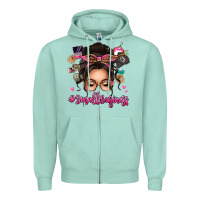 Seafoam Small business messy bun Zipper Hoodie - texasbilliewilder
