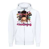 White Small business messy bun Zipper Hoodie - texasbilliewilder