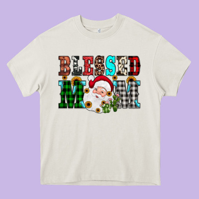 Blessed Mom Christmas Heavy Core Tee Designed By Jahusdesignshop