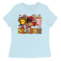 Baby Blue tis the season softball Ladies Tee - Jasminsmagicworld
