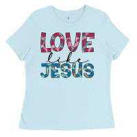 Baby Blue love like jesus Ladies Tee - JahusDesignShop
