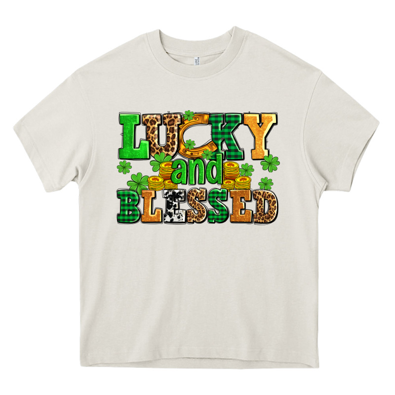 Lucky And Blessed With Coins And Shamrocks Heavy Core Tee by AdoDesignShop | Teevron