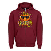 Burgundy Coolest Pumpkin In The Patch Zipper Hoodie - texasbilliewilder