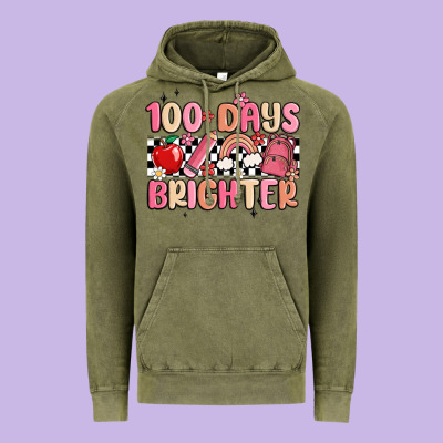 100 Days Brighter Vintage Hoodie Designed By Maliassmallbusiness
