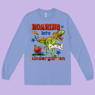 Roaring Into Kindergarten Long Sleeve Tee Designed By Bundleandbundleshop