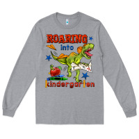 Heather Grey roaring into kindergarten Long Sleeve Tee - BundleAndBundleShop