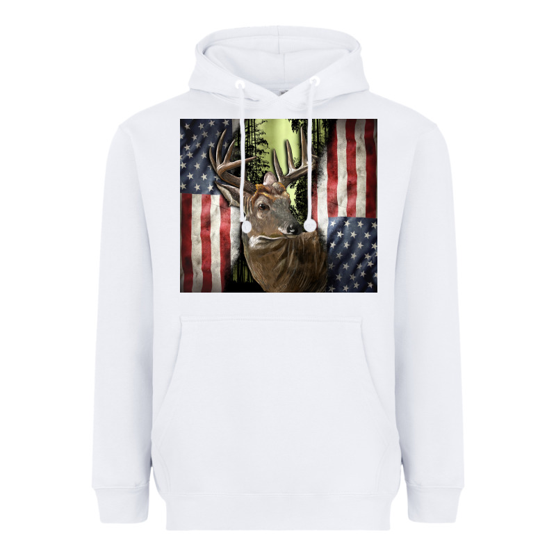 Usa Deer Hunting Woods Heavyweight Hoodie by CowGirlArtShop | Teevron