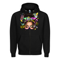 Black 90s messy bun Zipper Hoodie - texasbilliewilder