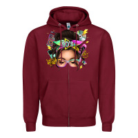 Burgundy 90s messy bun Zipper Hoodie - texasbilliewilder