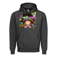 Charcoal Heather 90s messy bun Zipper Hoodie - texasbilliewilder
