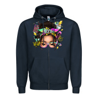 Navy 90s messy bun Zipper Hoodie - texasbilliewilder