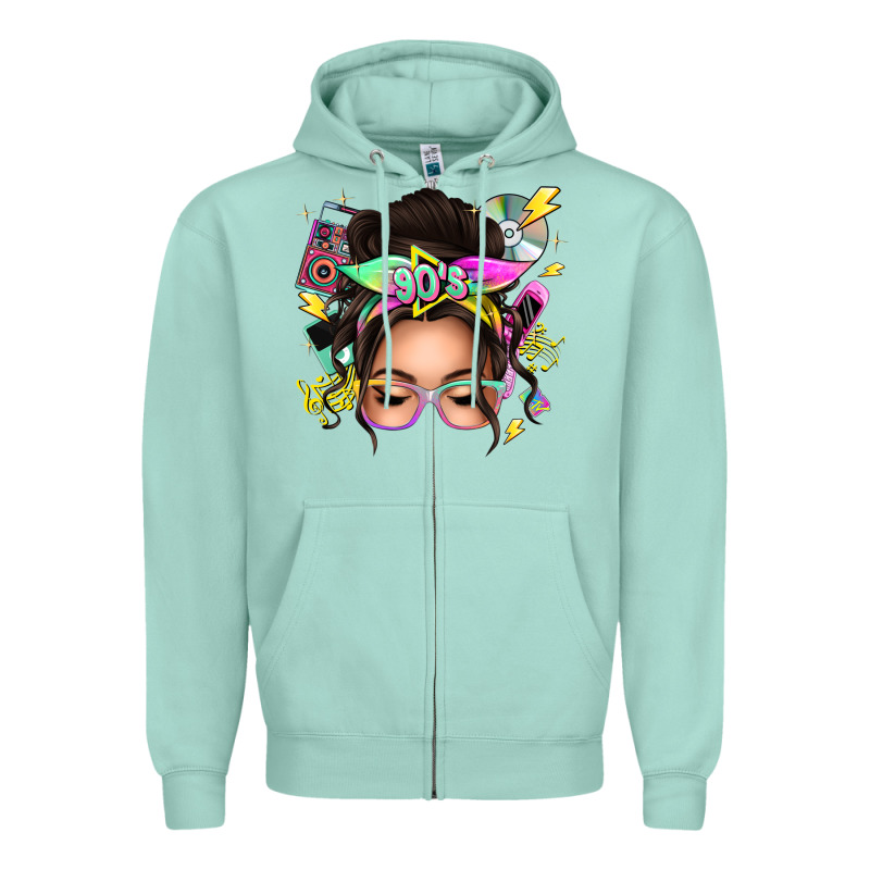 90s Messy Bun Zipper Hoodie by texasbilliewilder | Teevron