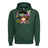 Sports Green 90s messy bun Zipper Hoodie - texasbilliewilder