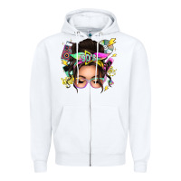 White 90s messy bun Zipper Hoodie - texasbilliewilder