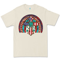 Bone gemstone cross american flag turquoise rainbow Premium Tee - Artiststas