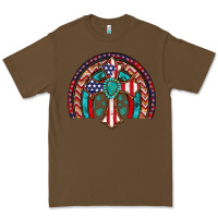 Cacao gemstone cross american flag turquoise rainbow Premium Tee - Artiststas