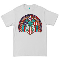 Dove Grey gemstone cross american flag turquoise rainbow Premium Tee - Artiststas