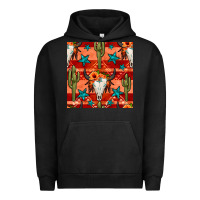 Pigment Black bull skull cactus seamless pattern Urban Hoodie - BundleAndBundleShop