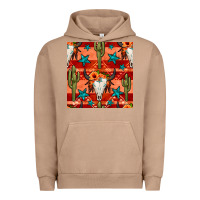 Pigment Burro bull skull cactus seamless pattern Urban Hoodie - BundleAndBundleShop