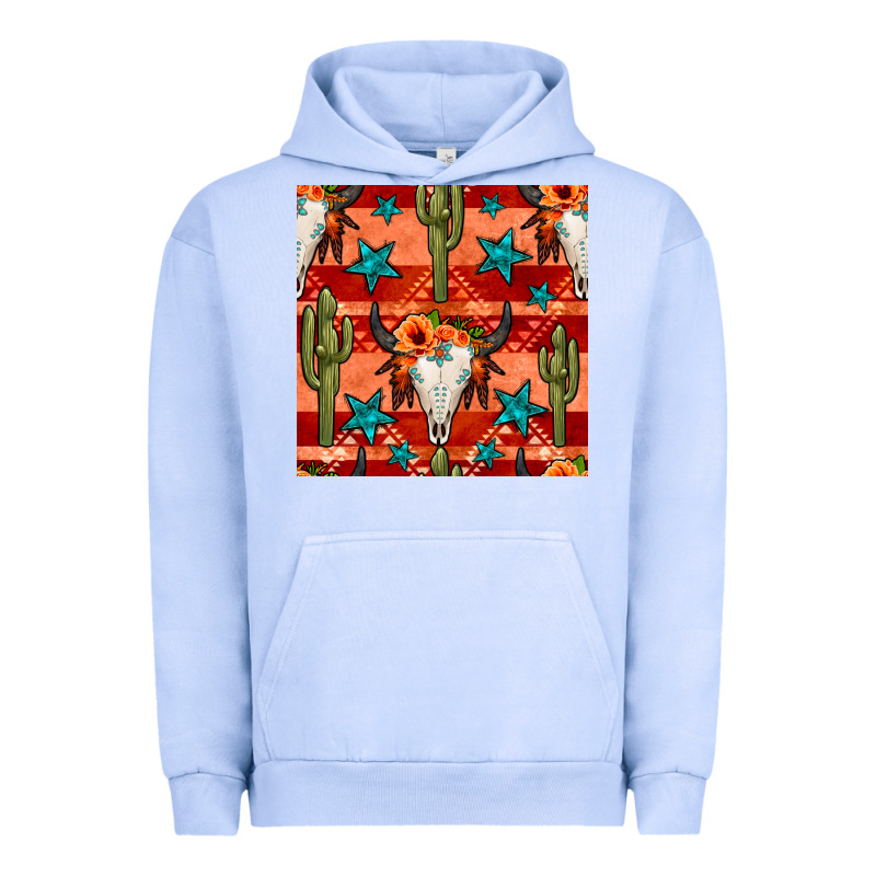 Bull Skull Cactus Seamless Pattern Urban Hoodie by BundleAndBundleShop | Teevron