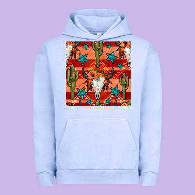 Bull Skull Cactus Seamless Pattern Urban Hoodie Designed By Bundleandbundleshop