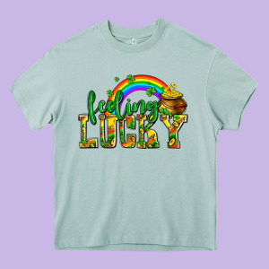 Feeling Lucky With Coins Heavy Core Tee Designed By Adodesignshop