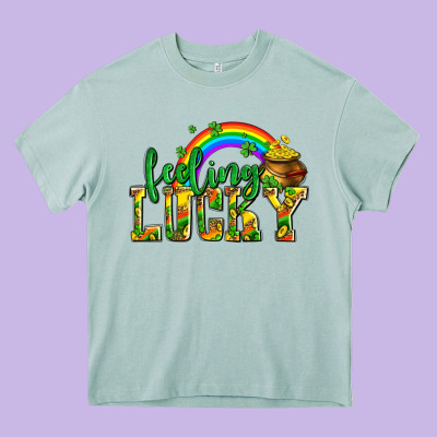 Feeling Lucky With Coins Heavy Core Tee Designed By Adodesignshop