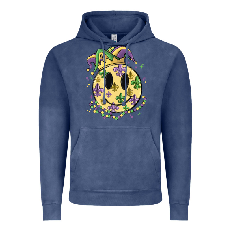 Smiley Face Mardi Gras Vintage Hoodie by MaliasSmallBusiness | Teevron