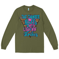 Army Green THE THUNDER ROLLS AND THE LIGHTNIN’ STRİKES Long Sleeve Tee - JahusDesignShop