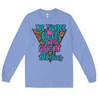 Colony Blue THE THUNDER ROLLS AND THE LIGHTNIN’ STRİKES Long Sleeve Tee - JahusDesignShop
