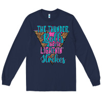 Navy THE THUNDER ROLLS AND THE LIGHTNIN’ STRİKES Long Sleeve Tee - JahusDesignShop
