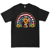 Black cross american flag cowhide  leopard gemstone rainbow Premium Tee - Artiststas
