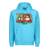 Ocean Blue christmas crew polar bear reindeer and snowman Premium Hoodie - CowGirlArtShop