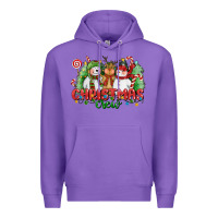 Purple christmas crew polar bear reindeer and snowman Premium Hoodie - CowGirlArtShop