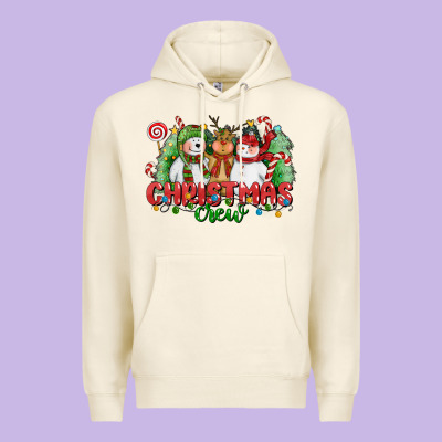 Christmas Crew Polar Bear Reindeer And Snowman Premium Hoodie Designed By Cowgirlartshop