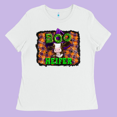 Boo Heifer Halloween Ladies Tee Designed By Artiststas