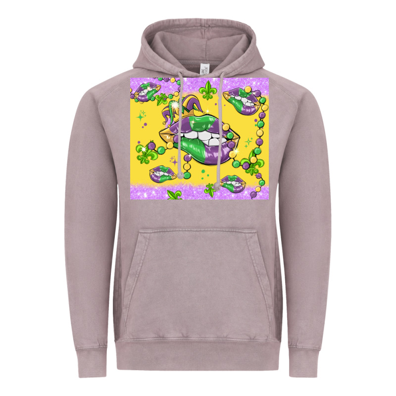 Mardi Gras Lips Vintage Hoodie by MaliasSmallBusiness | Teevron