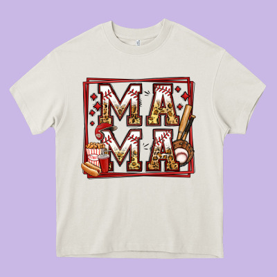 Baseball Mama Heavy Core Tee Designed By Jasminsmagicworld