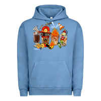 Pigment Pebble Blue Firefighter Coffee Cups Urban Hoodie - FaDigitalArtStudio