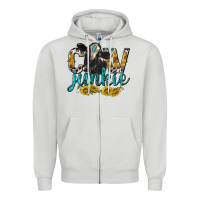 Dove Grey Cow Junkie with Cow Zipper Hoodie - texasbilliewilder