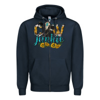 Navy Cow Junkie with Cow Zipper Hoodie - texasbilliewilder