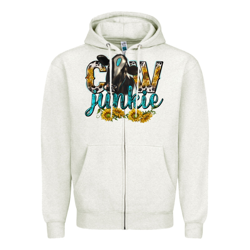 Cow Junkie With Cow Zipper Hoodie by texasbilliewilder | Teevron