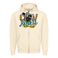 Sandshell Cow Junkie with Cow Zipper Hoodie - texasbilliewilder