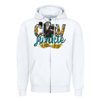 White Cow Junkie with Cow Zipper Hoodie - texasbilliewilder