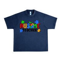 Navy ausome teacher Urban Heavy Tee - MaliasSmallBusiness