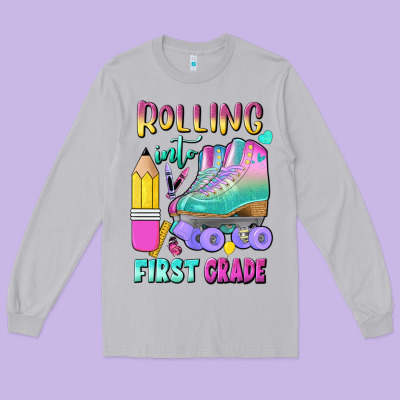 Rolling Into First Grade Long Sleeve Tee Designed By Bundleandbundleshop
