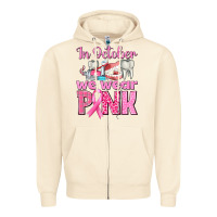 Sandshell In October We Wear Pink Breast Cancer Awareness Zipper Hoodie - texasbilliewilder