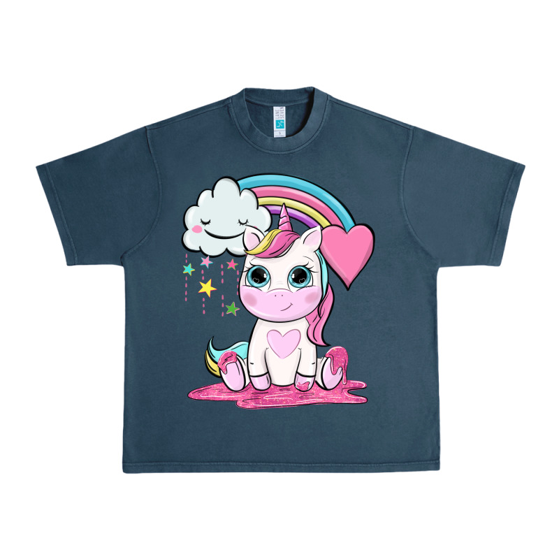 Cute Unicorn And Rainbow Urban Heavy Tee by NancyCooperArtShop | Teevron