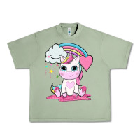 Oil Green cute unicorn and rainbow Urban Heavy Tee - NancyCooperArtShop